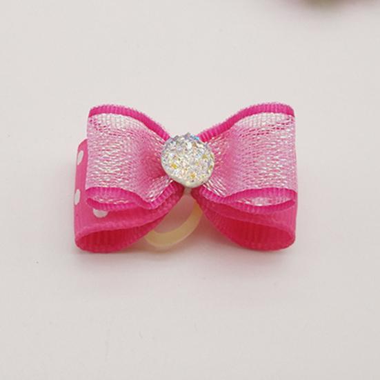 2 шт., завязки для волос для собак, волнистая точка, украшение для головы с принтом, хорошая эластичность, милые