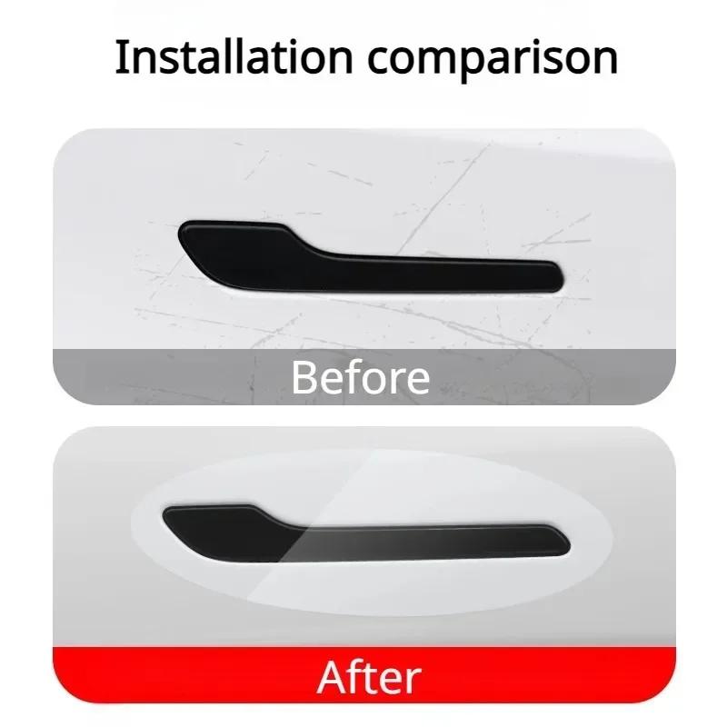 8 PCS For Tesla Model 3 Model Y 2017-2023 Door Handle Scratch Protector TPU Film Door Handle Paint Protective Film Car Clothing