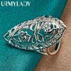 925 Sterling Silver Oval Hollow Flower 6-10# Ring For Women Fashion Wedding Engagement Party Charm Jewelry