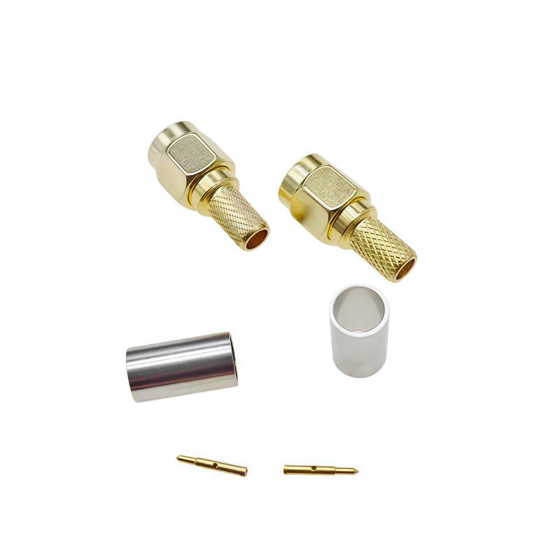 Позолоченный медный обжимной SMA-разъем типа "папа" для кабелей 50-3/RG58/LMR195/RG142