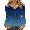 Женская модная повседневная блузка с V-образным вырезом на пуговицах, с длинным рукавом, пуловер, футболка, топ