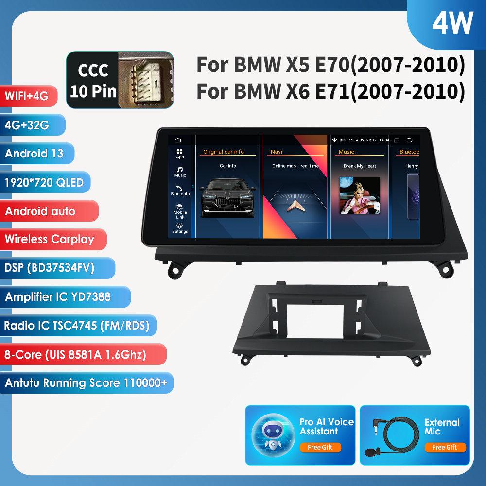 OSSURET 10,25" Carplay Android 13 Автомагнитола для BMW X5 E70 X6 E71 CCC CIC автомобильная интеллектуальная система радио GPS навигация стерео DSP Bluetooth SWC головное устройство