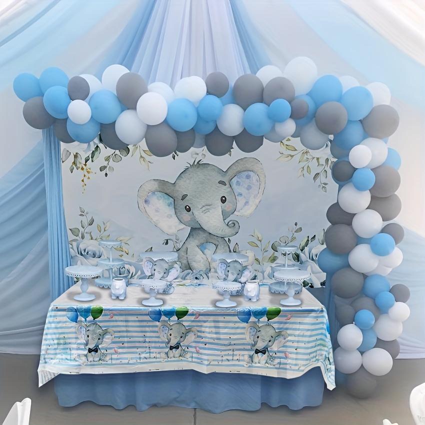 Blue elephant background Cute elephant photography background for a boy or girl's birthday party decorated photo booth