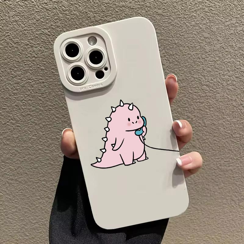 Милый мультяшный зеленый динозавр пара чехол для телефона для iPhone 16 11 12 13 14 15 Pro Max Mini X XS Max XR 7 8 Plus Забавный мягкий чехол