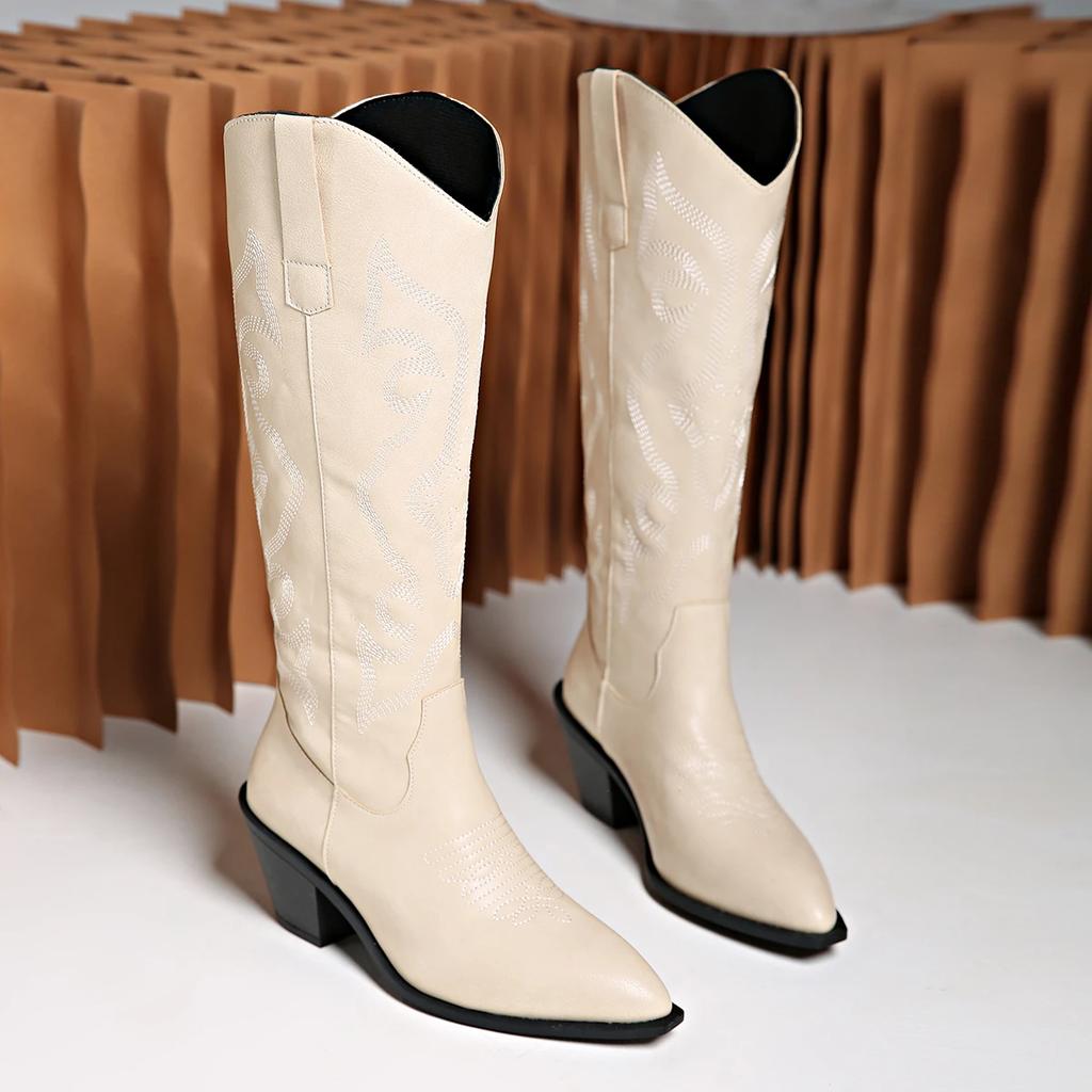 Fashion Knee Length Boots For Ladies New European And Large Size Boots For Womens Foreign Trade Suede Female Boots With Narrow Calf