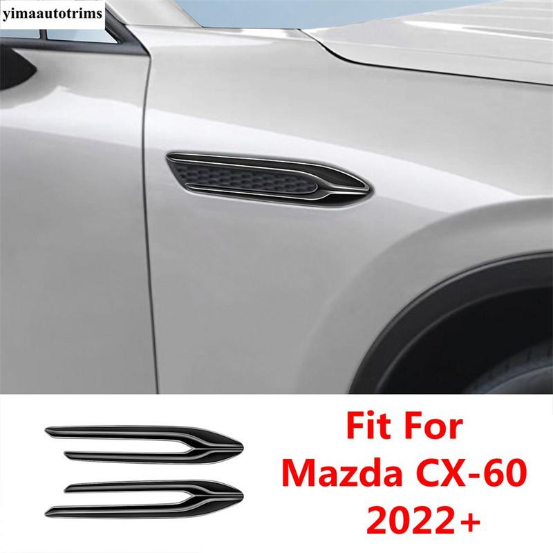 Car Side Body AC Air Flow Vent Outlet Leaf Broad Panel Decoration Cover Trim ABS Black Accessories For Mazda CX-60 - 2025