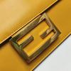 [Pre-Owned] Baguette Flat Gold Logo Leather Baguette Crossbody Shoulder Bag - Excellent #1MT2NLV