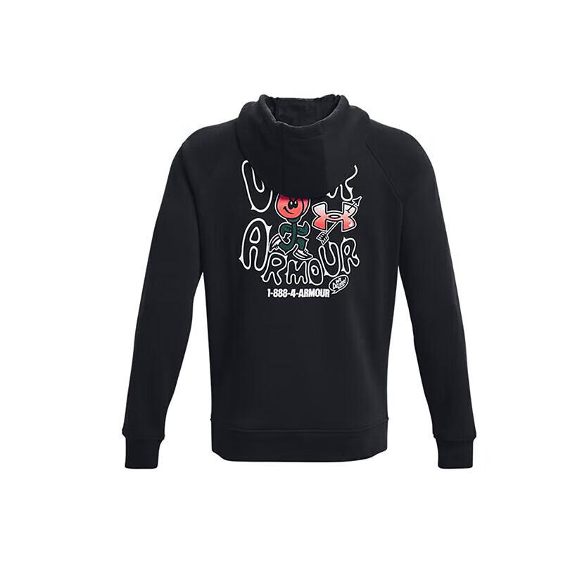 Under Armour Толстовка с капюшоном Rose Letter Print Heavyweight Cotton Training Hoodie для мужчин, черная 1379688-001