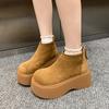 Модные зимние женские ботильоны на платформе с толстой подошвой, увеличивающие рост, женская обувь, женские короткие ботильоны на молнии с круглым носком