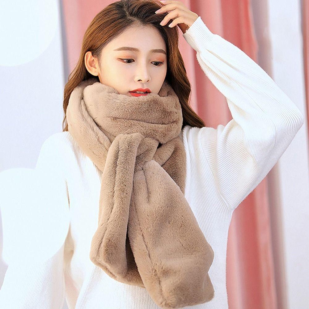 Soft Plush Faux Fur Scarf Imitation Rabbit Fur Neck Protector Fashion Shawl Scarves for Winter