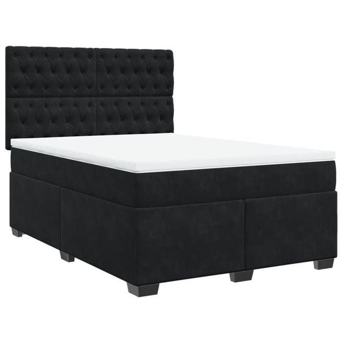 Maison Exclusive - Sommier à lattes de lit avec matelas Noir 140x190 cm Velours