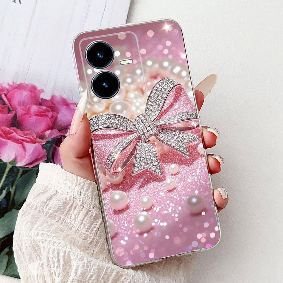 For Vivo Y22 Y22s Y22t V2206 V2207 Elegant Floral Butterfly Phone Case For Vivo Y22 Y22S Y22T 4G Soft Silicone TPU Cases