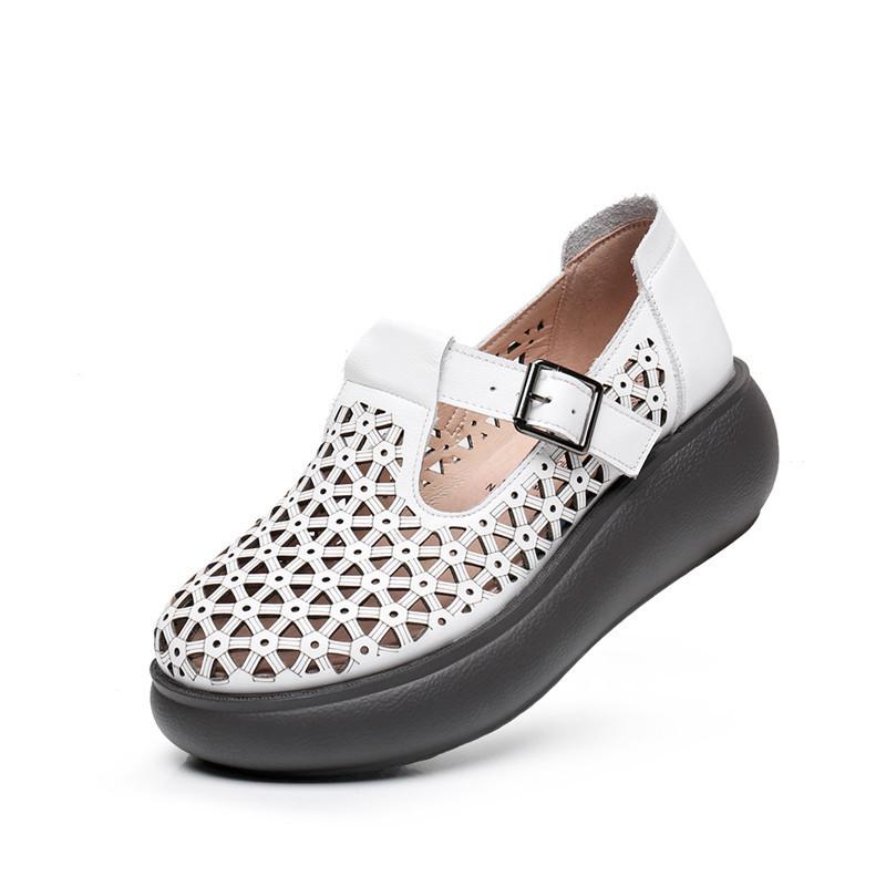 Женские сандалии из натуральной кожи с закрытым носком, летние сандалии на платформе с открытым носком, женская обувь ручной работы на танкетке для отдыха