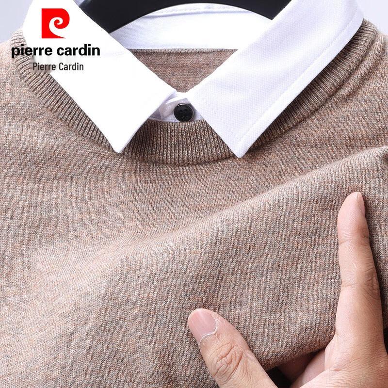 Мужской свитер Pierre Cardin из 100% чистой шерсти с имитацией многослойности и круглым вырезом