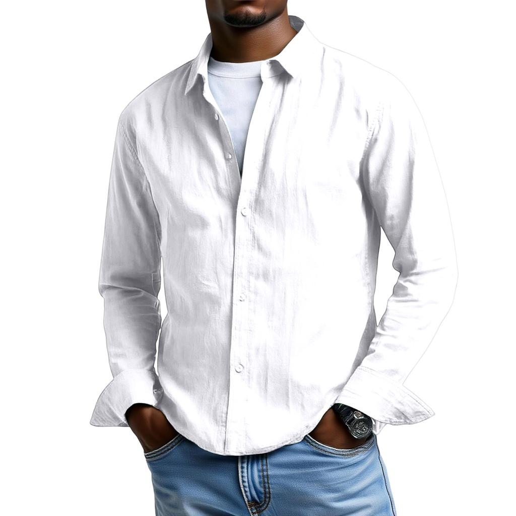 Men's Long Sleeves Flip Collar Retro Loose Shirt