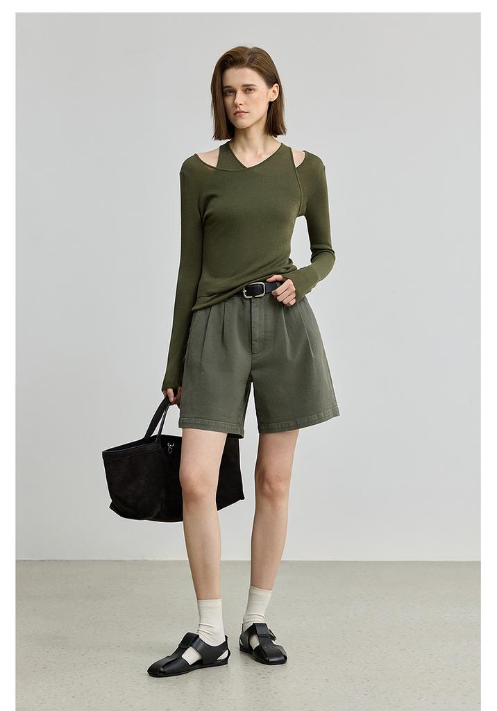 LILY Leisure Vacation Two piece Long Sleeve Knitted Shirt