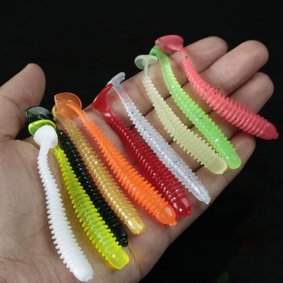 20Pcs Fishing Lures Soft Baits with T-Tail Vibrant Color Mini Size Portable Flexible Fake Lures Artificial Baits