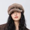 Мягкая восьмиугольная кепка женская осенне-зимняя теплая берет с большой головой кепка газетчика