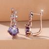 Великолепные фиолетовые серьги-подвески из циркония для женщин, модные ювелирные изделия цвета розового золота, свадебные аксессуары