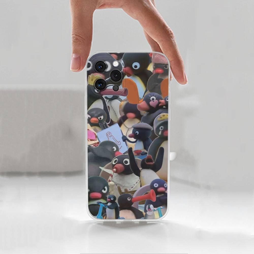 Cartoon Pingu Penguin Phone Case For iPhone,14,13,XR,SE,12,15,Pro,Max,Plus,11,17,16,X,XS,Mini Transparent Soft Cover