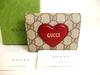 Подлинный GG Coating Canvas Leather Heart Motive Bifold Wallet Compact Wallet #a220 Восстановленный