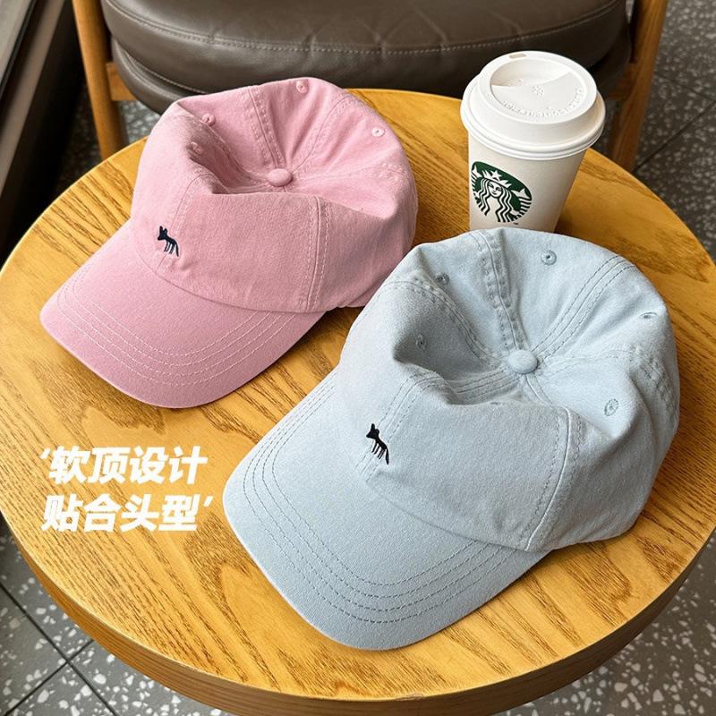 Little Fox Embroidered Baseball Cap Men's and Women's Spring and Summer Couples Sunscreen Sun Hat Soft Top Big Head Circumference Peaked Cap