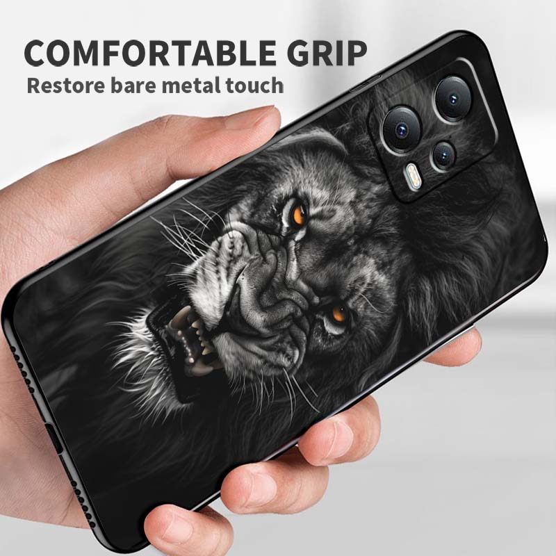 Лев Медведь Кошка Крутой Для Xiaomi Redmi Note 15 14 13 12 12S 11E 11 11S Pro Plus 4G 5G Черный Мягкий ТПУ Чехол для Телефона