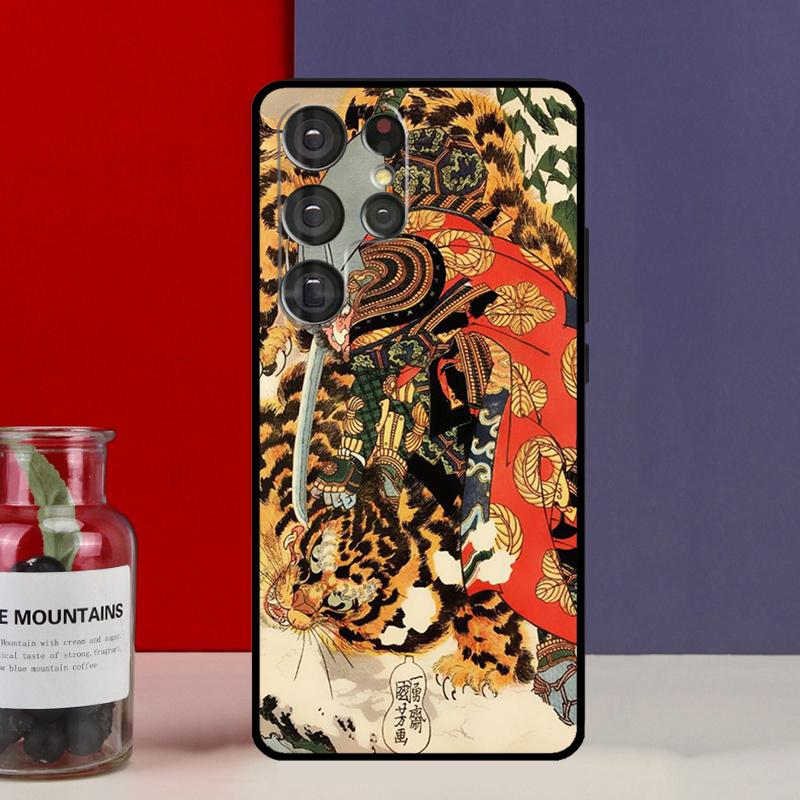 Японское искусство укиё-э Пантера Тигр Чехол For Samsung Galaxy S25 Ultra S9 S10 S20 S22 Plus S21 FE S23 S24 Ultra Чехол для телефона