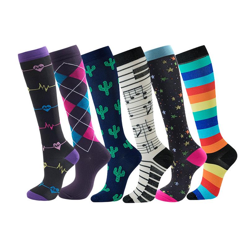 Осенние женские европейские и американские спортивные компрессионные гольфы до колена, высокоэластичные утягивающие гольфы для икр