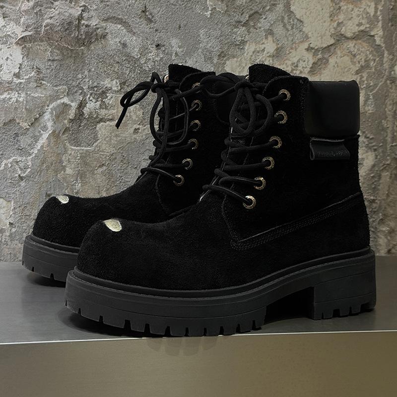 Мужские и женские резиновые ботинки, пара, на толстой подошве, увеличивающие рост, в британском стиле, повседневные, с большим носком, ботинки Мартина 43156-44156-J