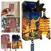 Light Up Metal Souvenir of Yellow Crane Tower with Cherry Blossom LED Fridge Magnet Chinese StyleUnique Artistic Gift