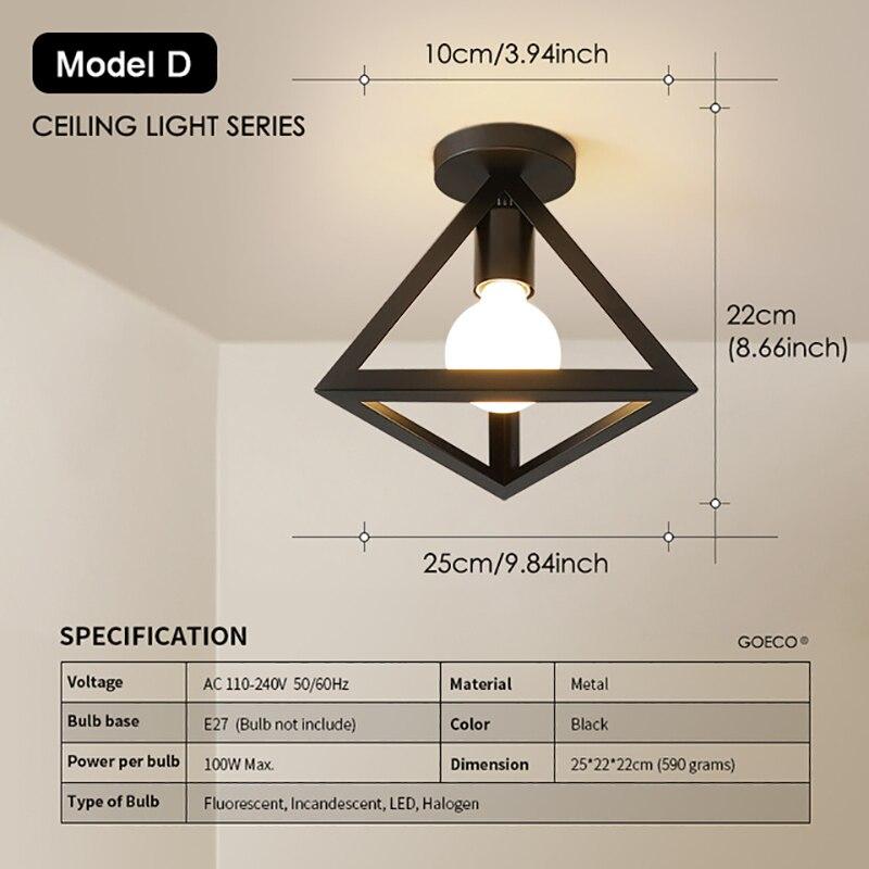 Треугольный железный потолочный светильник Ретро потолочный светильник Кухня Ресторан Кафе Гостиная Коридор