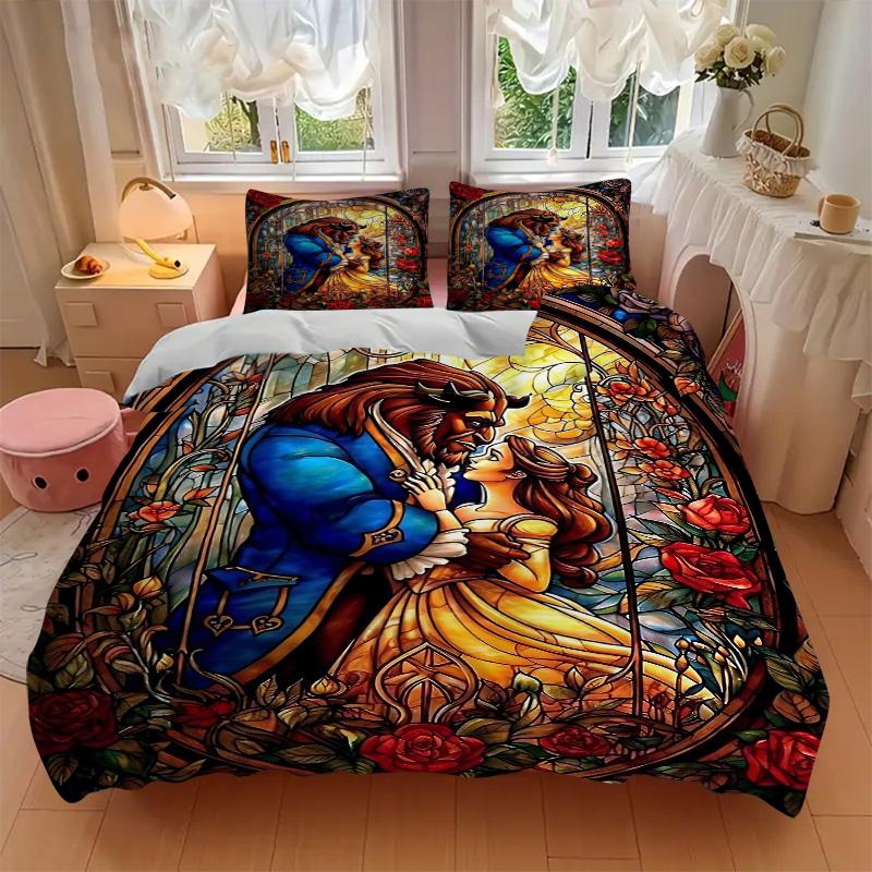 Beauty Beast Romance Print 3Pcs Bedding Setduvet Cover With 2 Bedropillowcase Home Birthday Gift