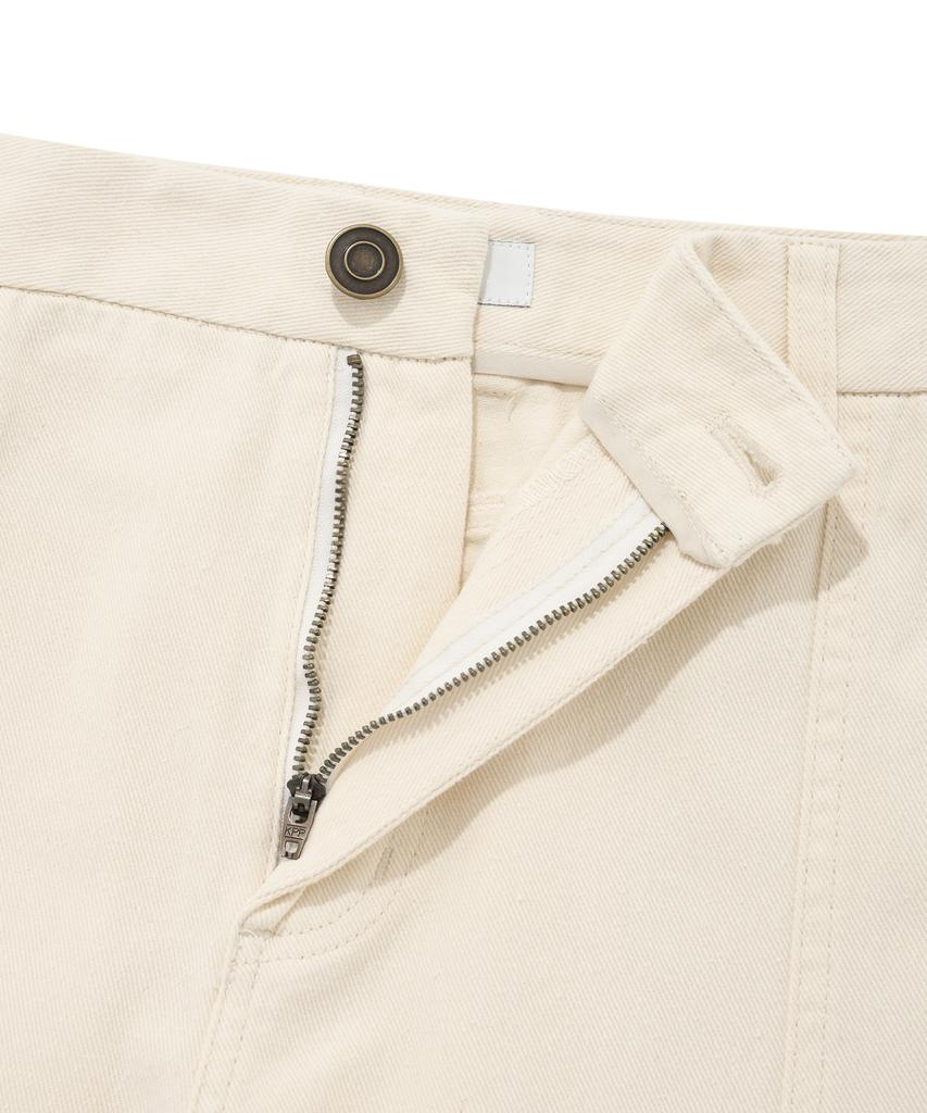 FALLETT Curved Line Straight Pants Ivory