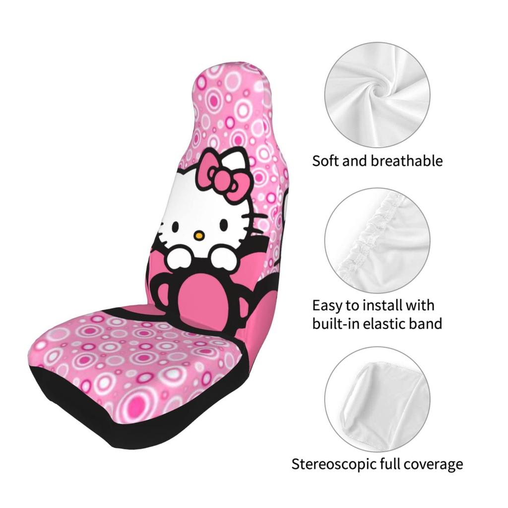 Комплект автомобильных сидений Hello Kitty для передних сидений, подходит для легких и обычных легких автомобильных сидений, чехлы для задних сидений пассажирских автомобилей, чехлы, 2, сиденья, автомобили, передние,