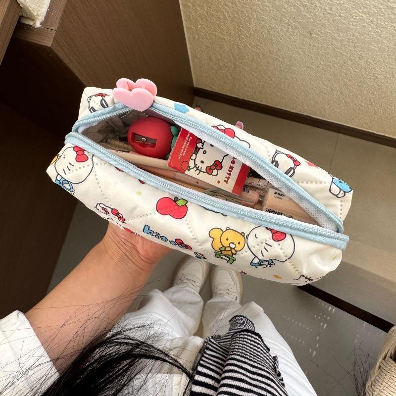 Blue l t cute canvas pencil bag stationery bag high value large capacity zipper storage bag