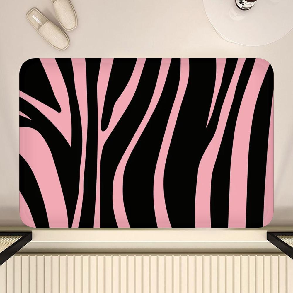 Zebra-stripe Floor Mat Bathroom Mat Kids Room Bedroom Decoration Balcony Anti-Slip Doormat Living Room Bedside Area Rugs