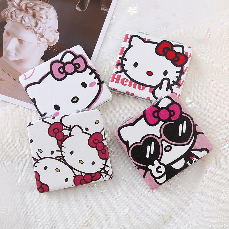 Портативное складное зеркало для макияжа Sanrio - Милый мультяшный ручной аксессуар для подкрашивания
