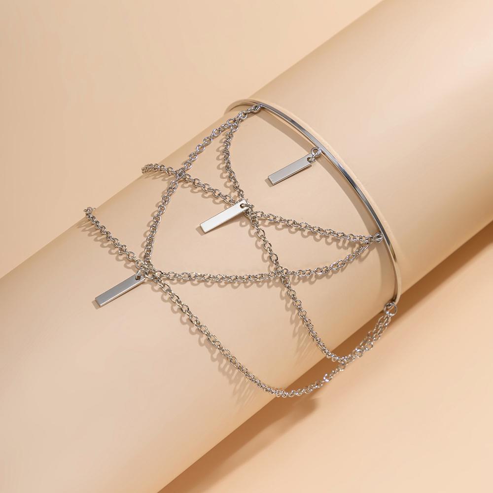 Винтажный открытый браслет-манжета, многослойный кулон с кисточками, браслеты-манжеты для женщин, длинная цепочка, ювелирные изделия