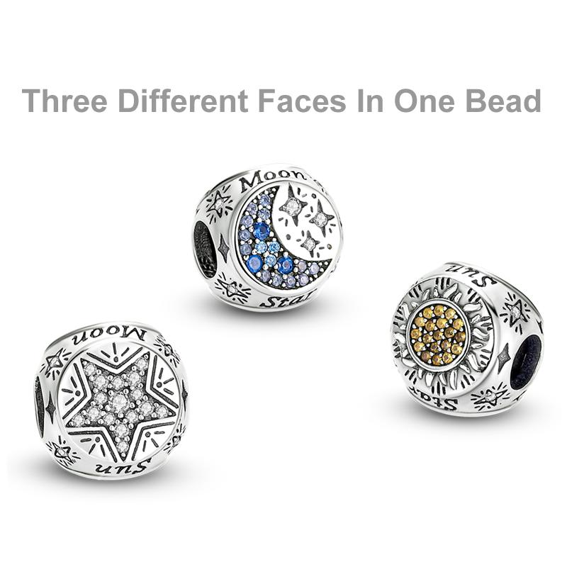 Блестящие Новые Шармы Бусины Оригинальные Аксессуары Браслеты Медь Инкрустированный Цирконием Звезда Луна Подвеска Сделай сам Ювелирные Изделия Подарок для Изготовления