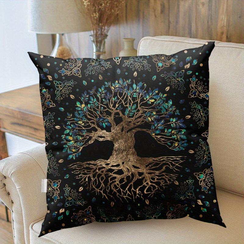 1pc Modern Tree of Life Cushion Cases Botanical Floral Throw Pillows with Sun and Moon Designs Perfect for Sofa and Couch Decor