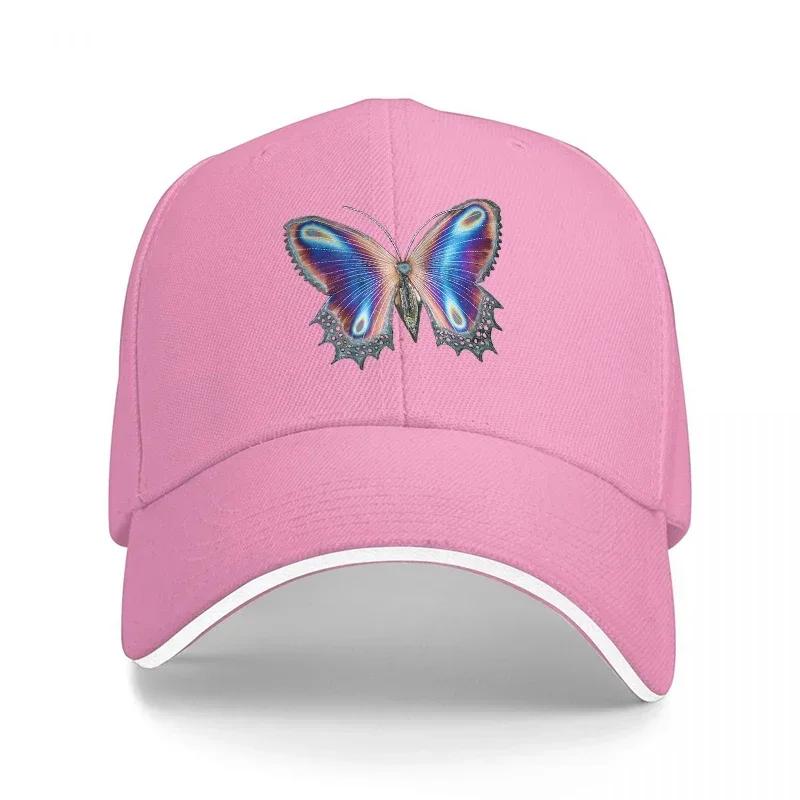 Butterfly Pattern Embroidered Baseball Cap Black Color With Vibrant Wings Design For Fashion And Style Enthusiasts