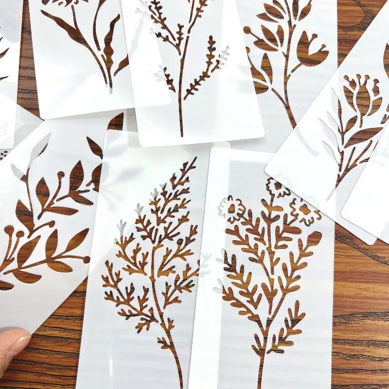 18pcs DIY Floral Painting Stencils,Reusable Plastic Templates for Wood,Paper-Craft Supplies for Spray Painting and Doodling