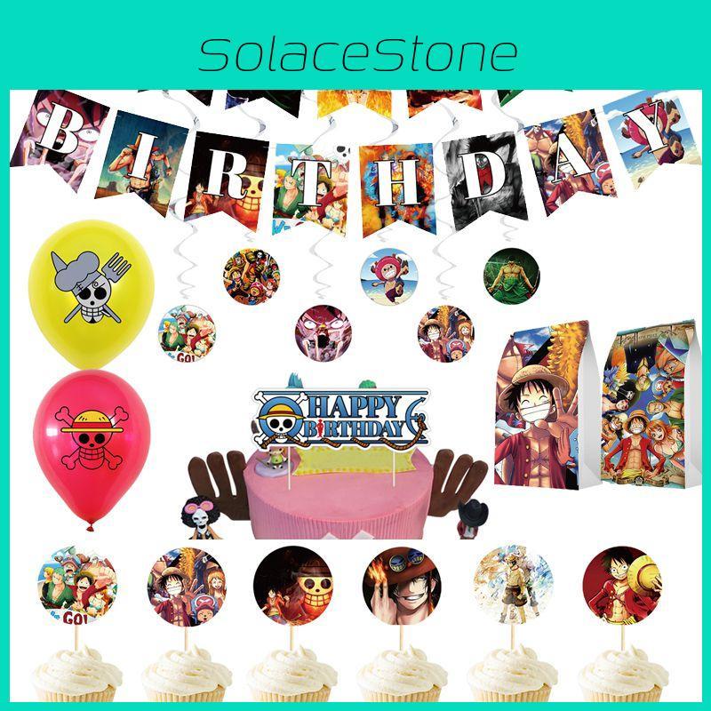 Восхитительный набор принадлежностей для украшения на день рождения в стиле One Piece с яркими цветами и забавными дизайнами