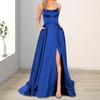 Evening Dress Spaghetti Strap High Slit Off Shoulder Backless Sleeveless Side Pockets A-line Floor Length