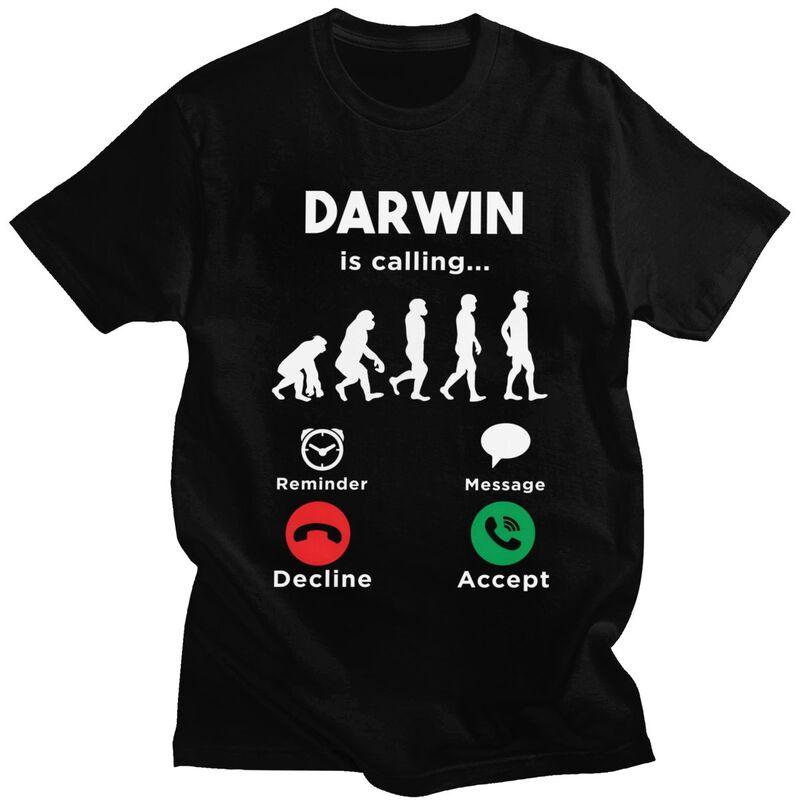 Lets Go Darwin Is Calling T Shirts Men 100 Cotton Tee Tops Valentines Day Gift Tshirt ShortSleeve Tshirt