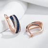 Черные позолоченные ювелирные изделия с синей и белой текстурой циркония золотые серьги для женщин индивидуальные аксессуары для вечеринок повседневные украшения в готическом стиле