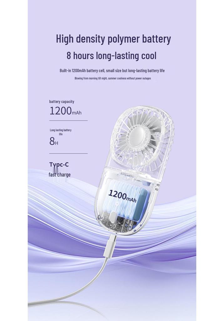 25th Anniversary Folding Transparent Mini Portable Neck Fan for Travel & Camping