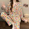 Fashion Little Girl Women's Sweet Pajamas Romantic Colorful Heart Print Homewear Spring De Velvet Sleepwear