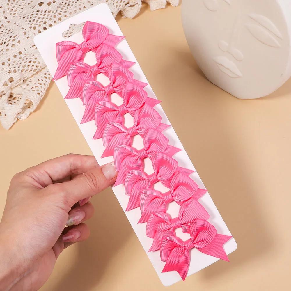 10 шт./набор однотонных репсовых лент, заколки для волос для детей, банты, заколки для волос, бутик, ручная работа, головные уборы, аксессуары для волос для девочек и младенцев